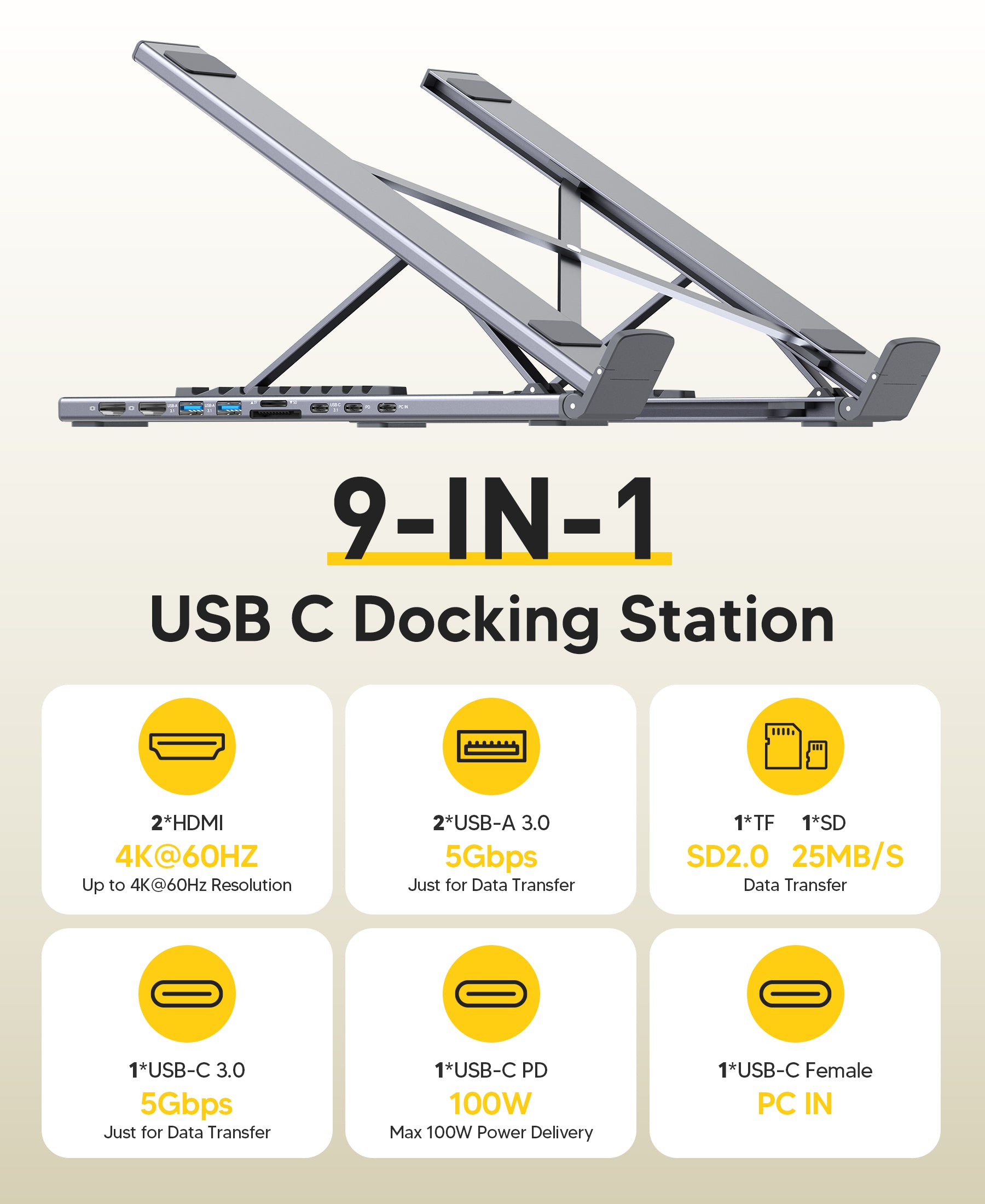 8-in-1 USB-C Laptop Dock Stand