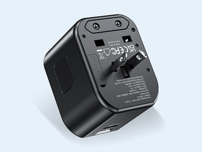 Innovative Flexible Socket Design: Adjust and Bend the Outlet to Fit Different Plug Types and Prevent Space Conflict on Mukiya Travel Adapter